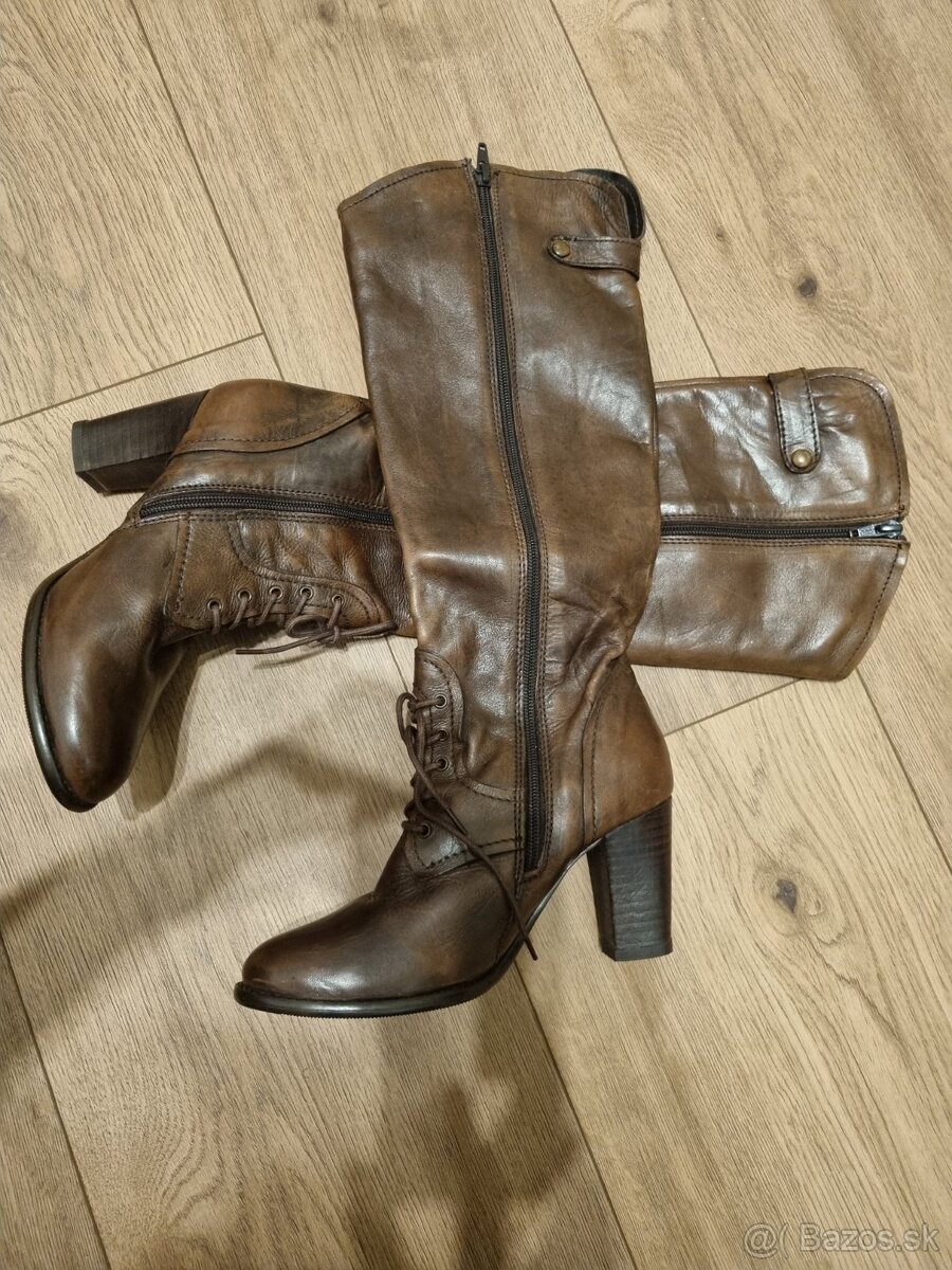 nové kožené hnedé čižmy veľ. 36 - 8