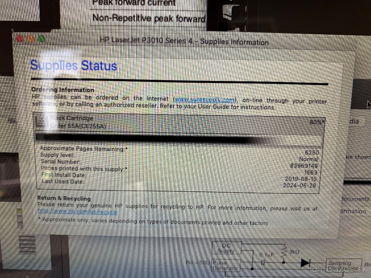 2x HP LaserJet P3015 stav náplne čierna 70% a 80% - 8