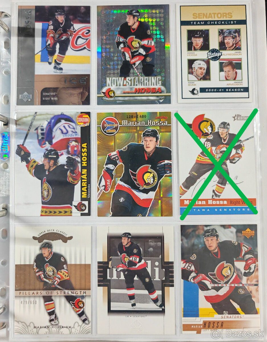 Predám hokejové kartičky Marián Hossa 4 - 8