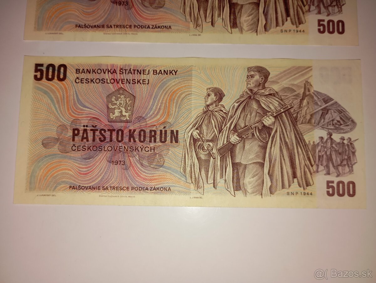 BANKOVKY 500 KČS 1973, SÉRIE Z a U, PĚKNÉ STAVY - 8