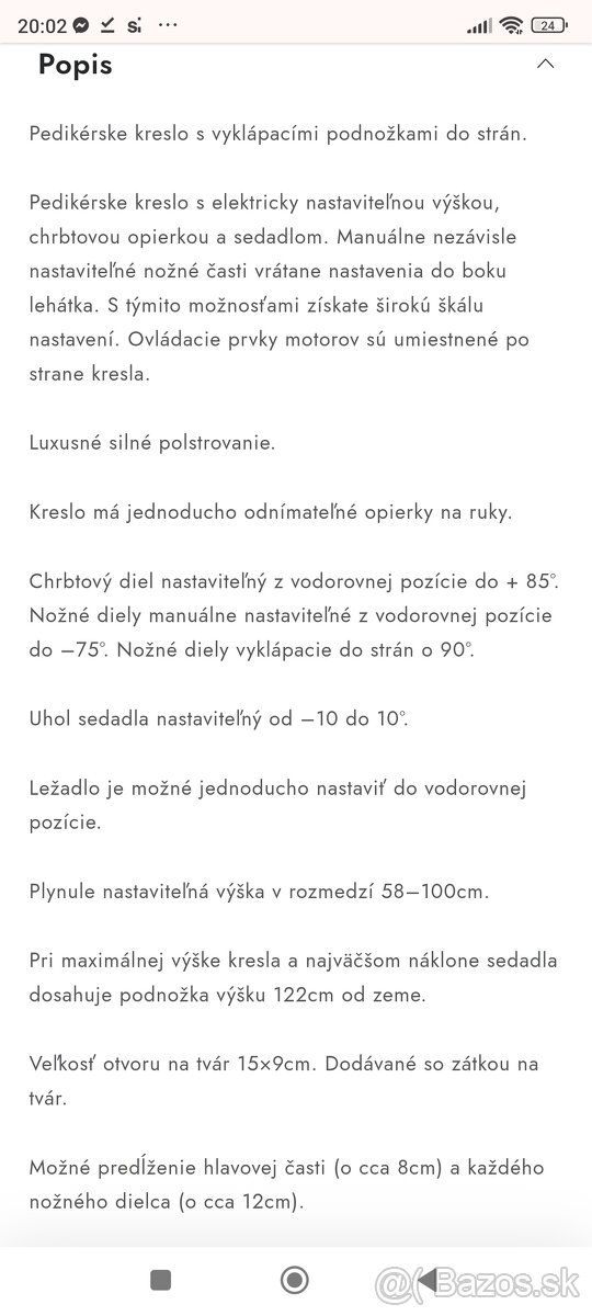 Elektrické pedikerske kozmetické masážne kreslo - 8