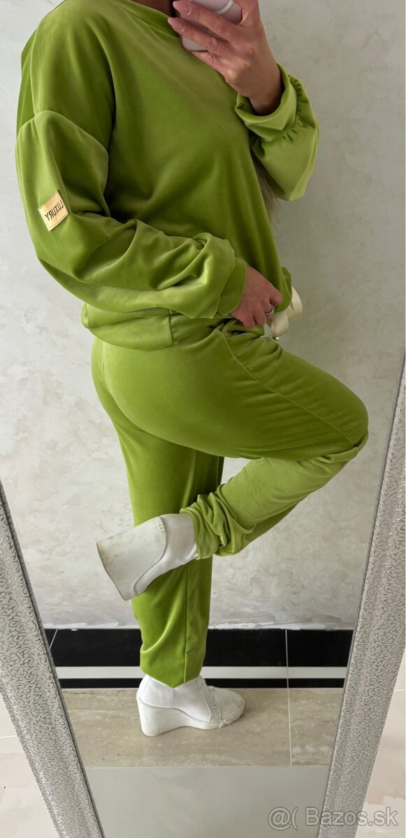 Damska talianska velurova suprava green - 8