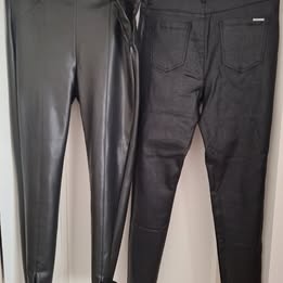 Dámske "kožené", glitrované nohavice - 8