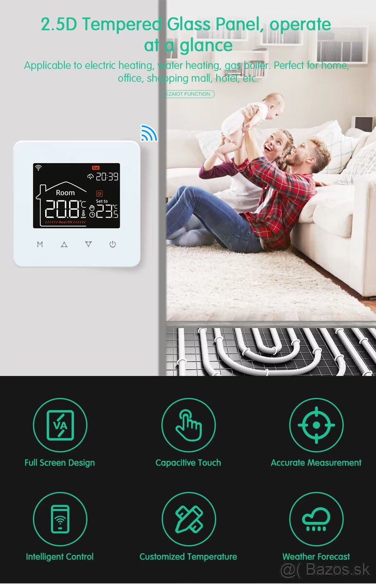 Smart thermostat kúrenia čierny - 8