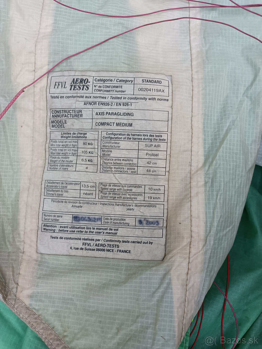 Predám padáky Axis Paragliding - Compart Medium a Gradient - 8