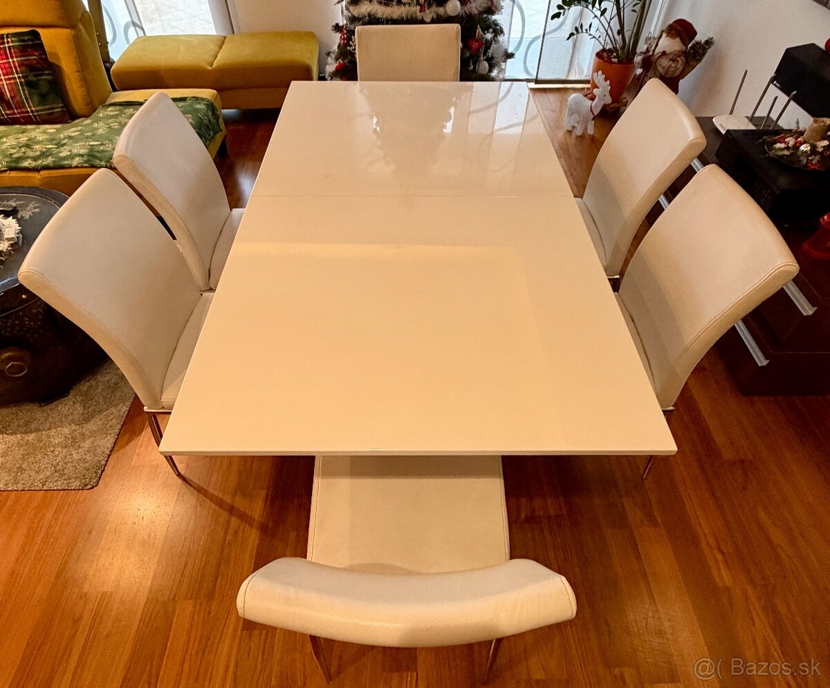 Biely rozkladaci jedalensky stol Vanessa a 6 stoliciek - 8