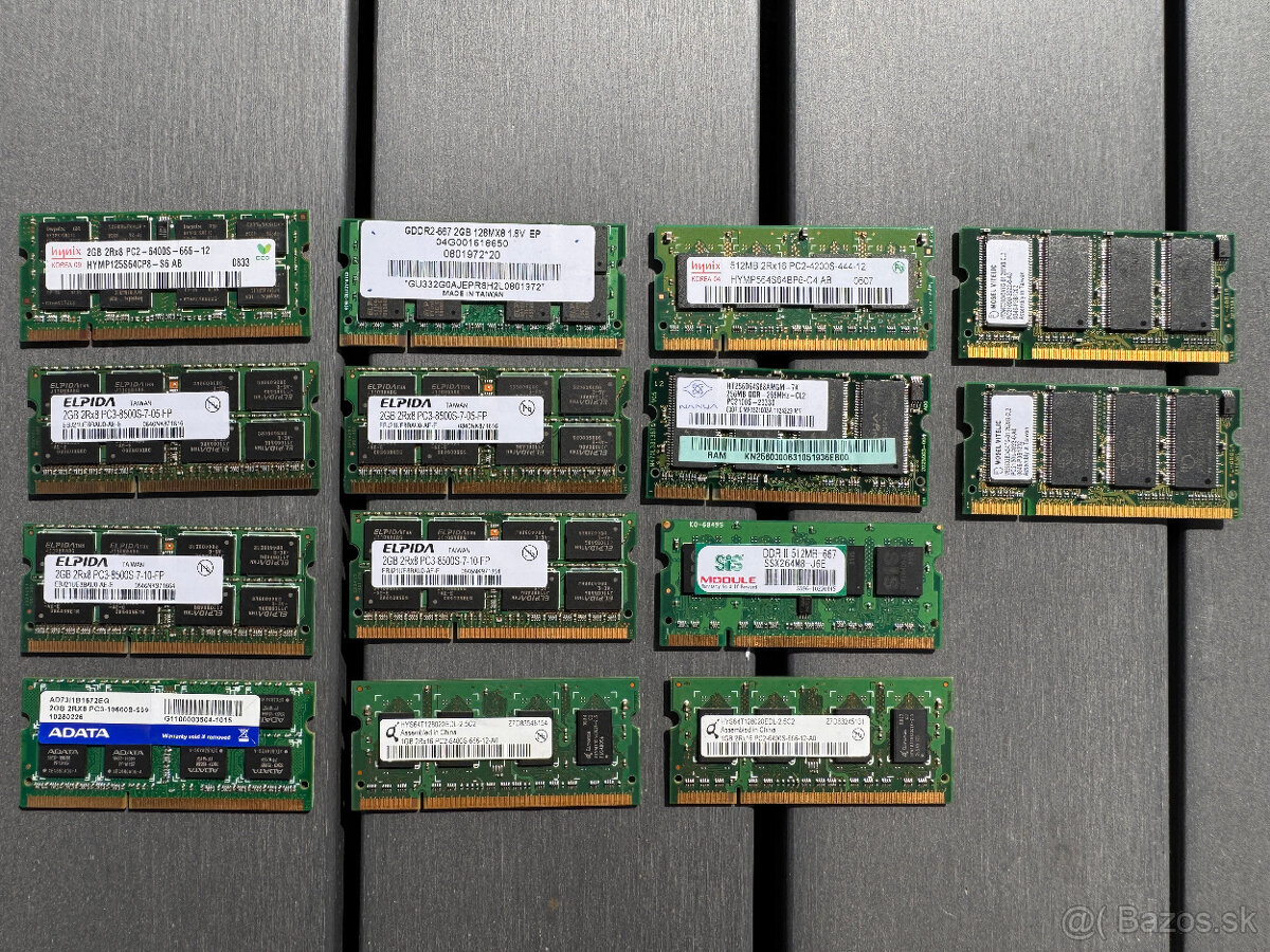 Notebook RAM pamäte: 256 MB, 512 MB, 1 GB a 2 GB - 8
