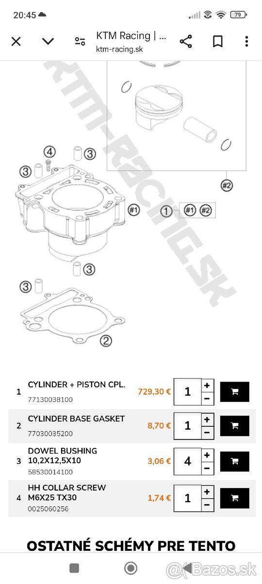 Valec,piest KTM excf 250 - 8