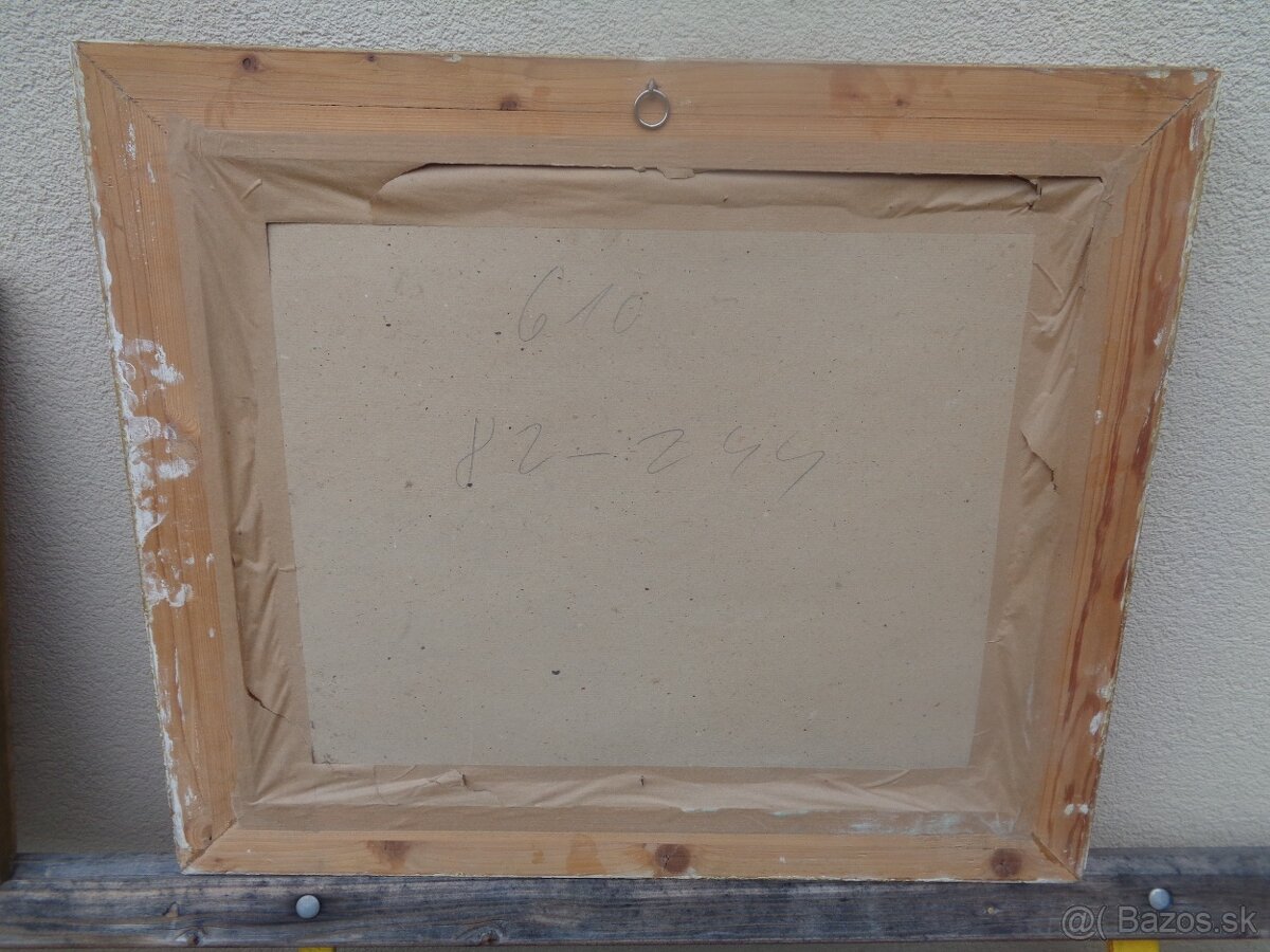 obraz, chalupky na okraji lesa - olejomalba - 8