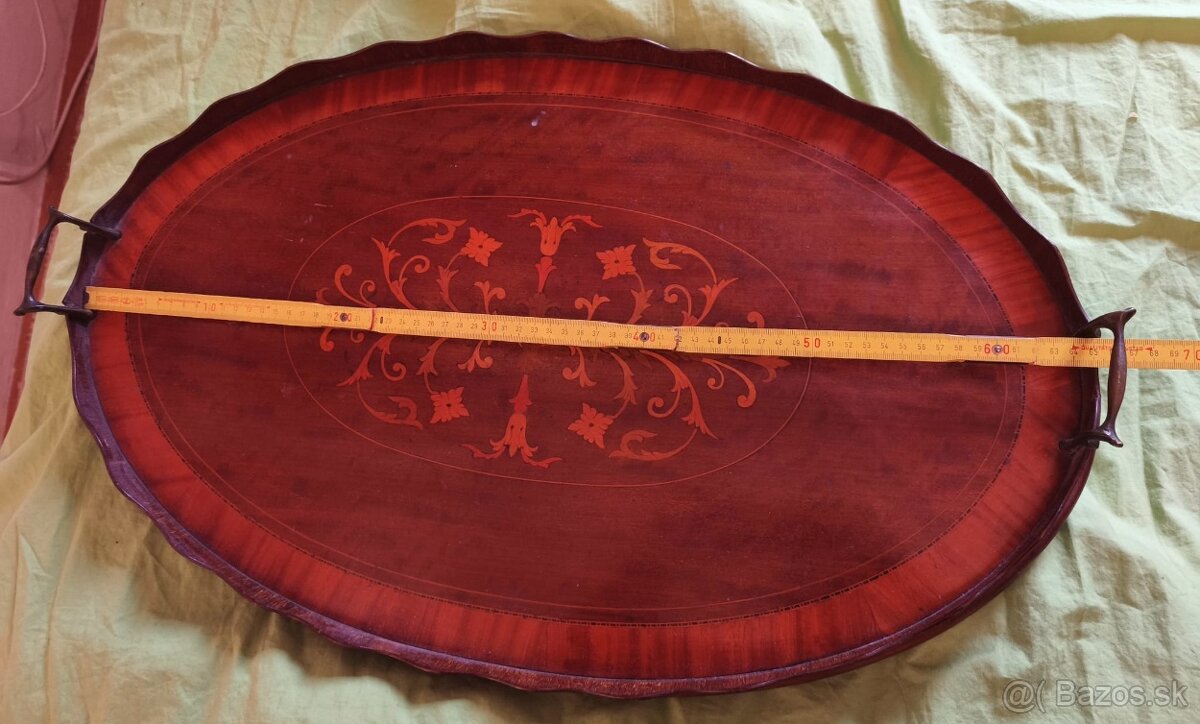 Elegantný anglický podnos s intarziou - 8