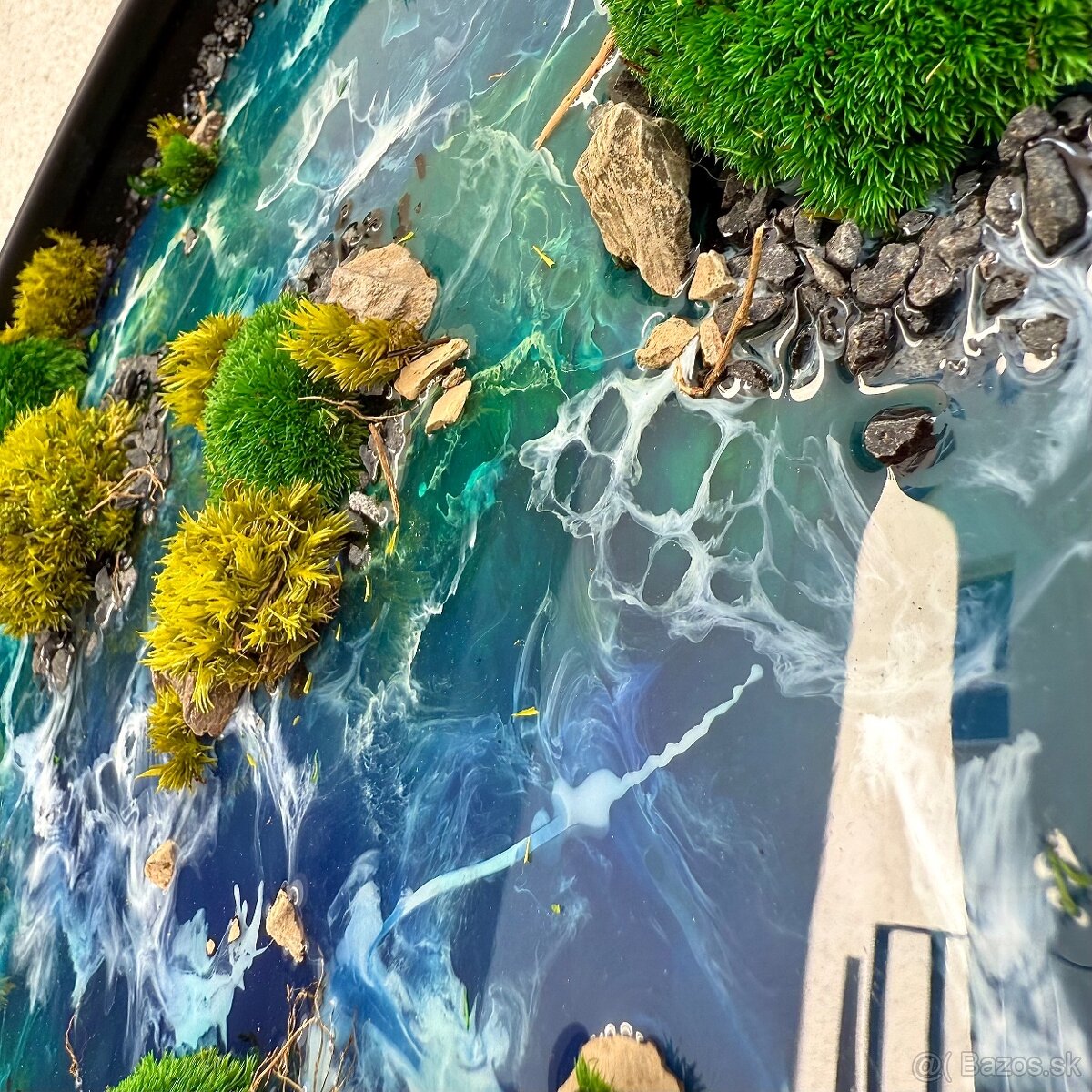 Machový obraz s epoxidom a drevom z očkového topoľa 63,5cm - 8