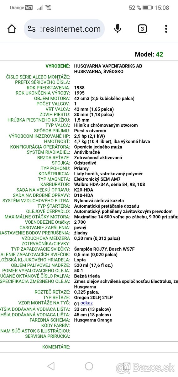 Motorová píla Husqvarna 42 - 8