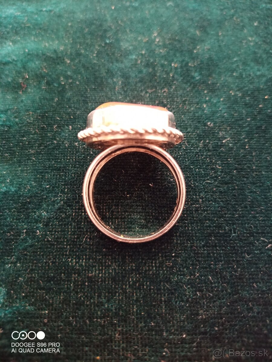 Prsteň strieborný s kameňom /Karneol/ - 8