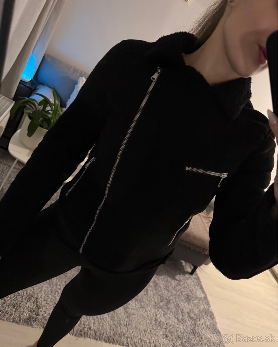 Čierna prechodná semišová bunda - 8