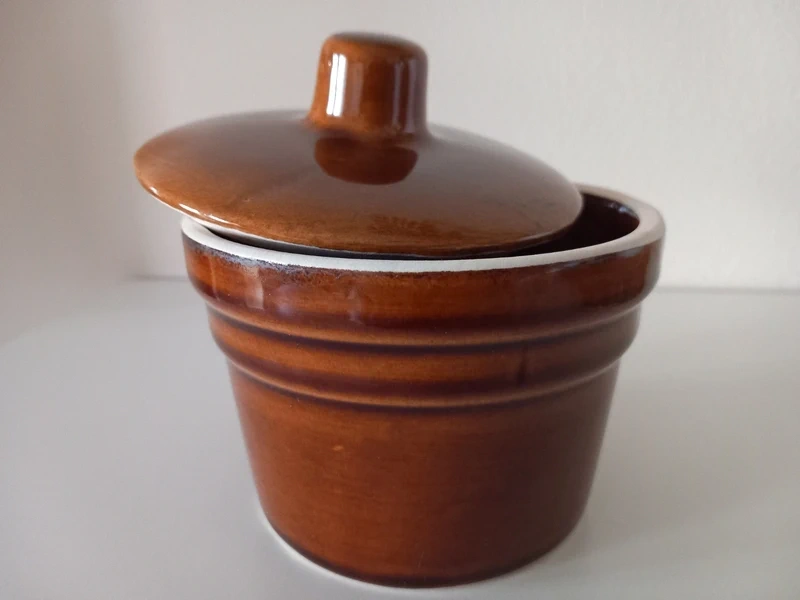 Stará kameninová dóza s vrchnákom 11,5x11,5 cm - 8