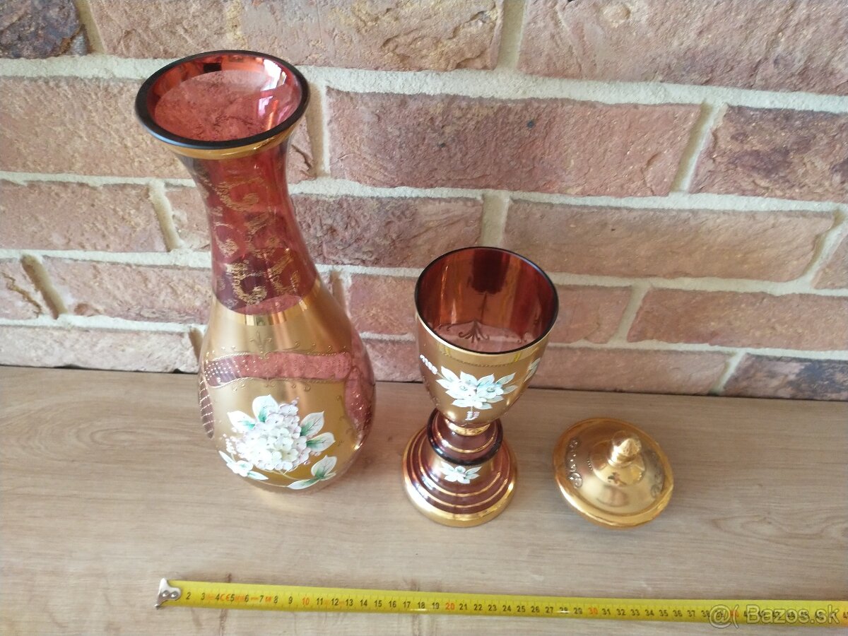 borské sklo, hutné sklo, zlatá zuzana ružová - 8