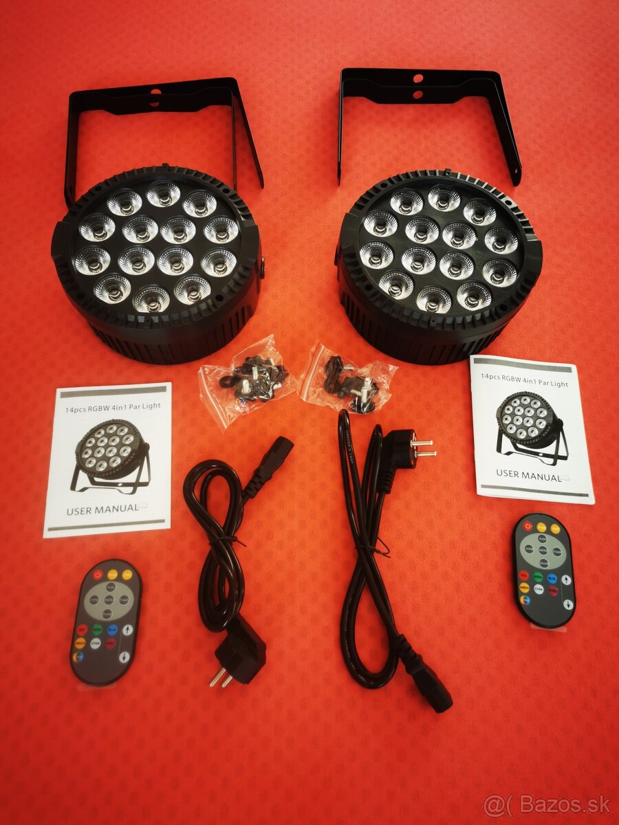 4ks led par reflektory RGBW-140W, diaľkové ovládanie + TAŠKA - 8