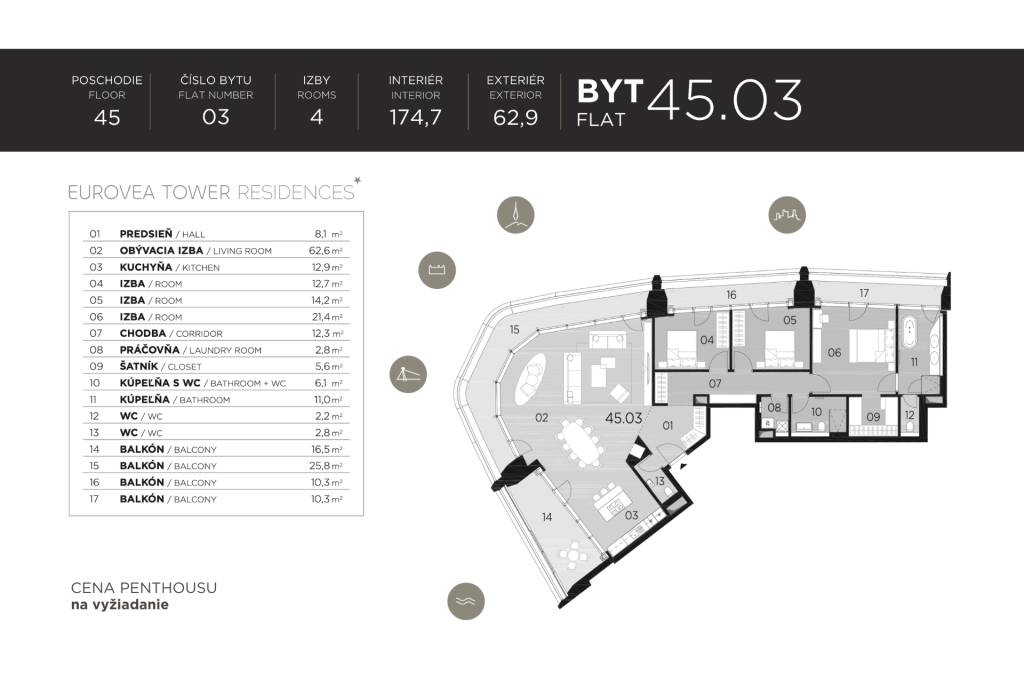 THE HOME︱EUROVEA TOWER - 4-izbový Penthouse na najvyššom pos - 8