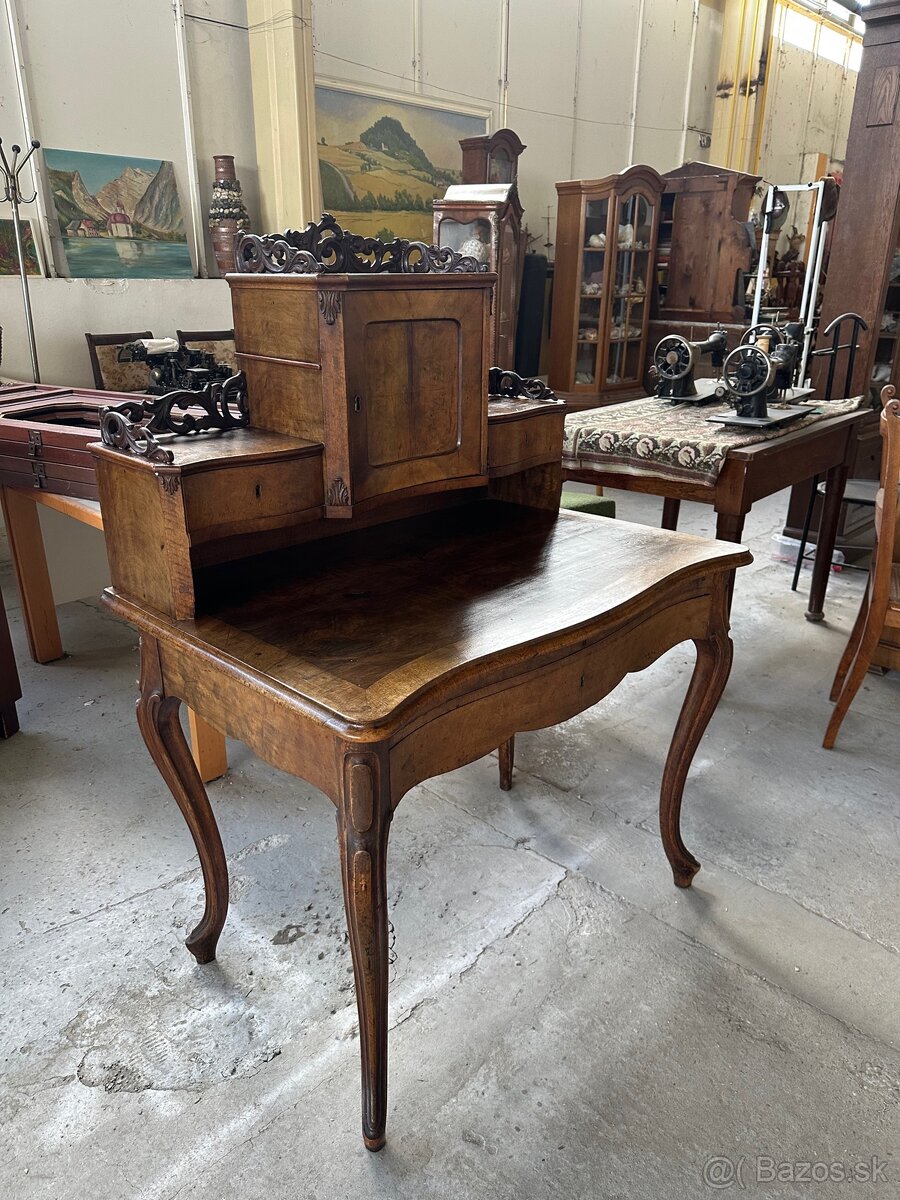 starožitný písaci stolík s nadstavbou - 8