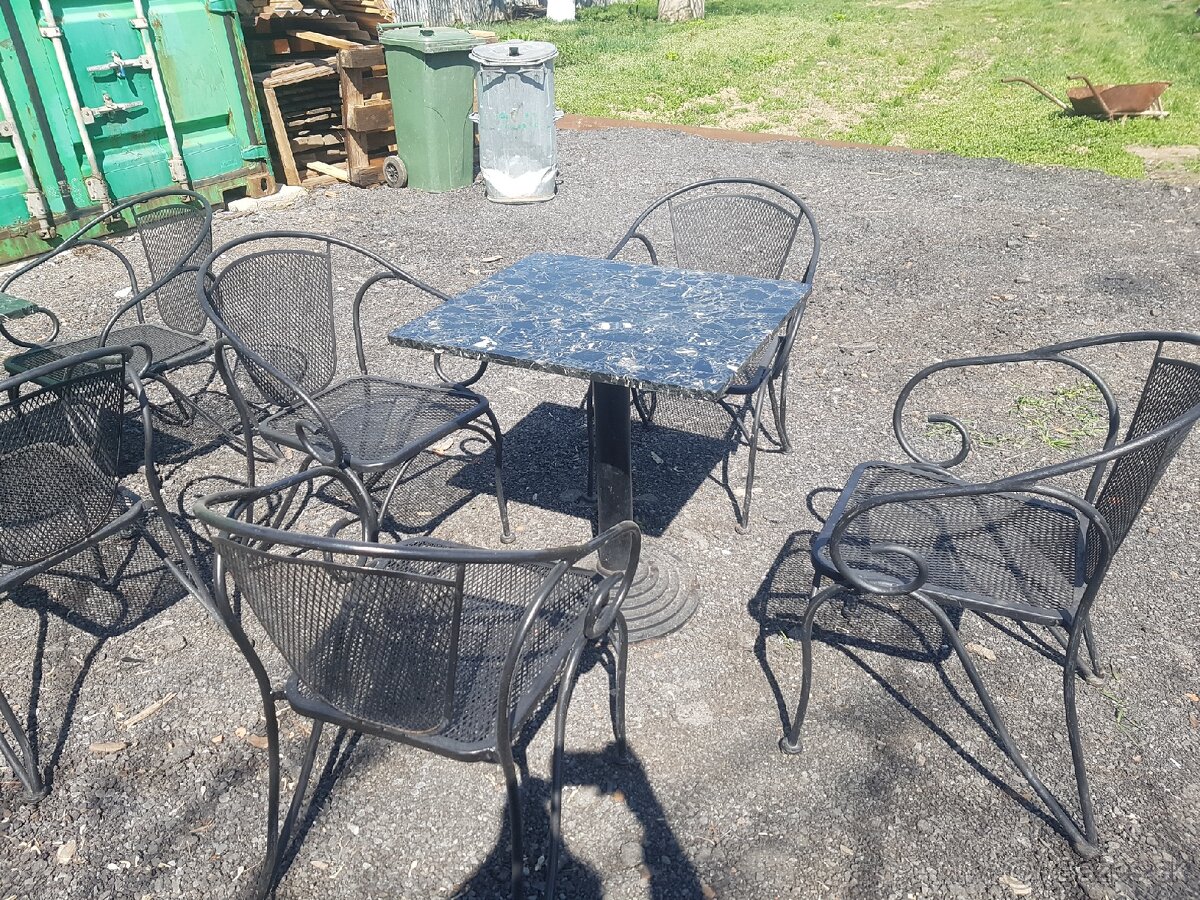 2x mramorový stôl a8 ks stoličku - 8