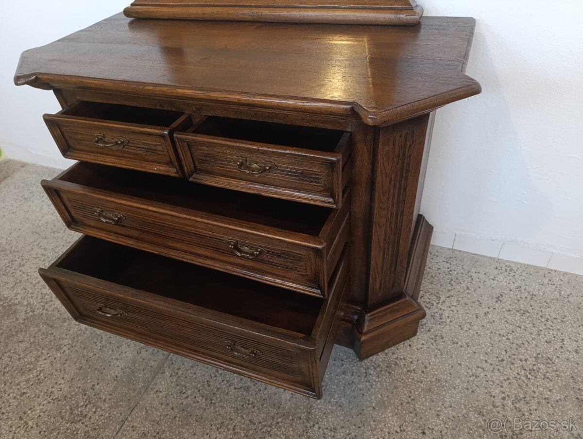 Starožitná komoda + zrcadlo, nábytek z masívu - 8