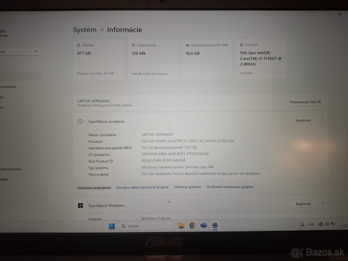 VivoBook Asus X515EA-BQ2043W - 2ks - 8