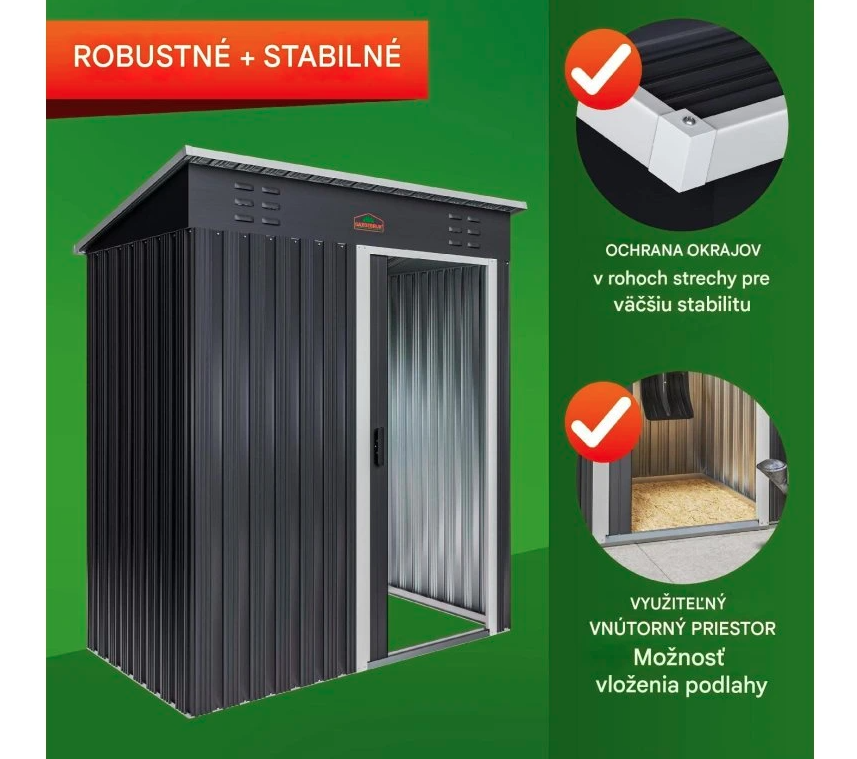 Záhradný domček A0 182 x 165 x 85 cm antracit - 8
