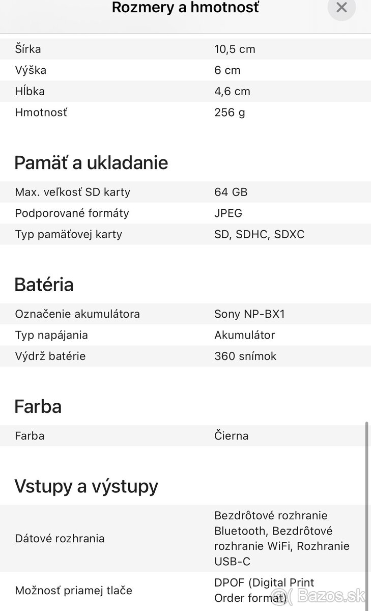 Predám SONY ZV 1F - 8