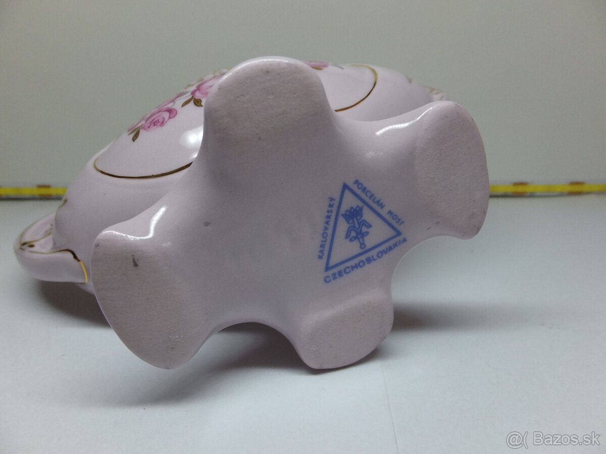 Růžový porcelán, pěkná žardiniéra, značená. - 8
