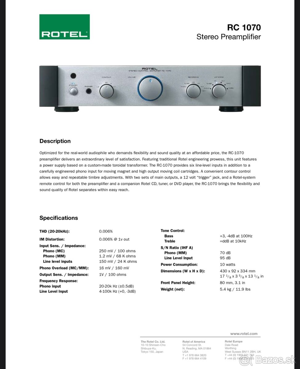 Rotel RC-1070 - 8