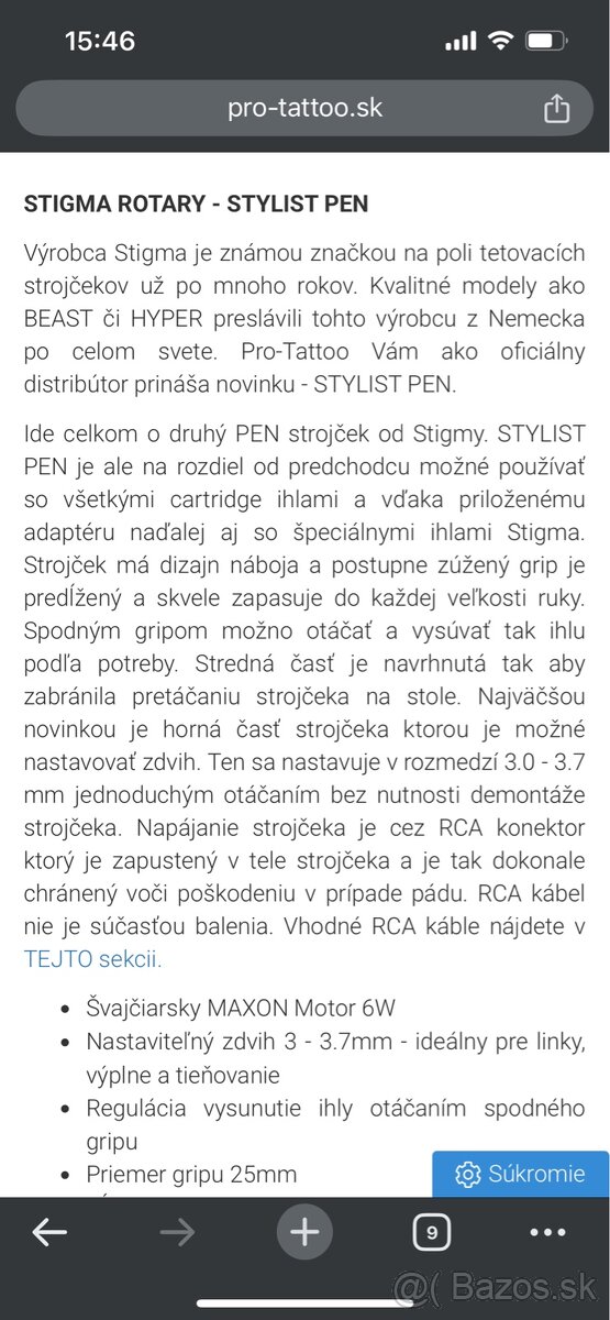 Stigma Stylist Pen tetovací strojček + Bronc RCA Battery - 8
