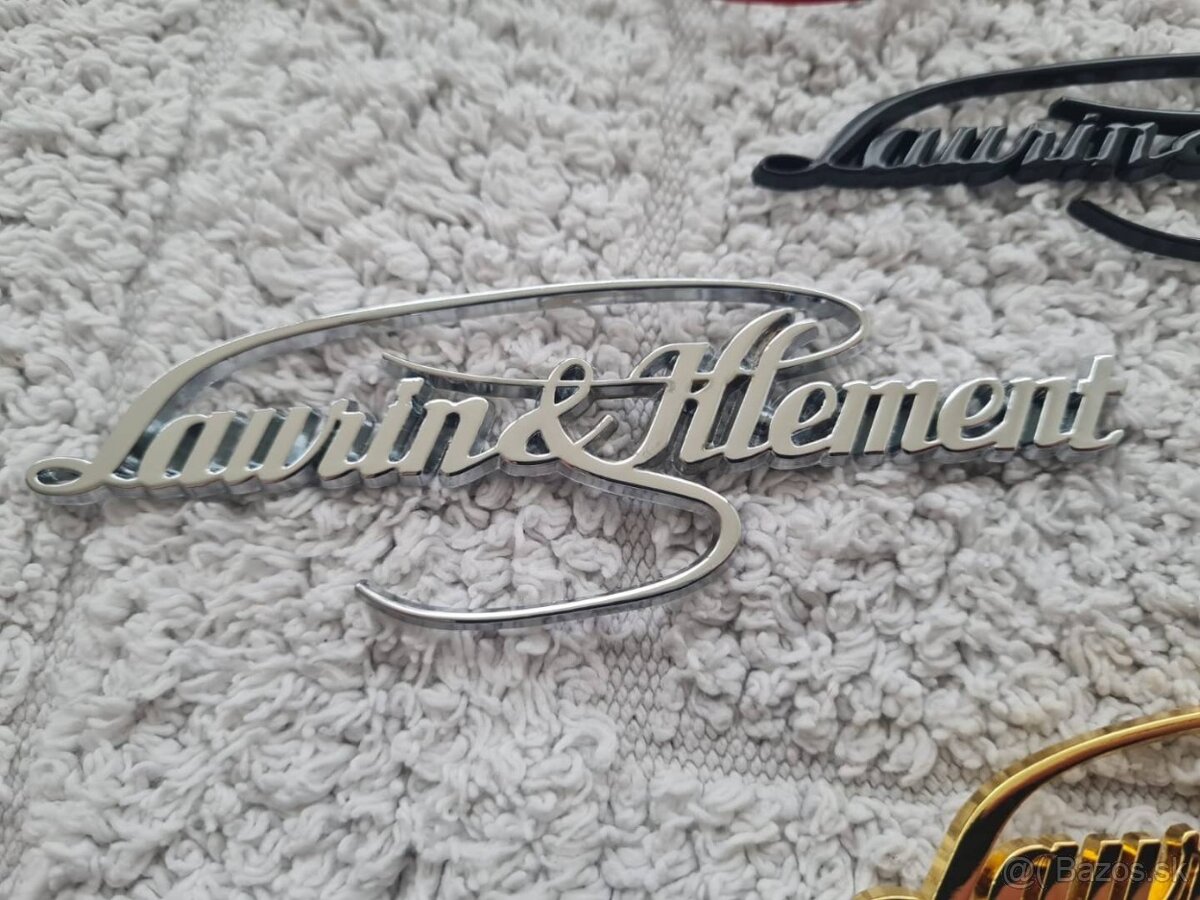 Nápis Laurin Klement , chrom, zlatý, červený, čierny - 8