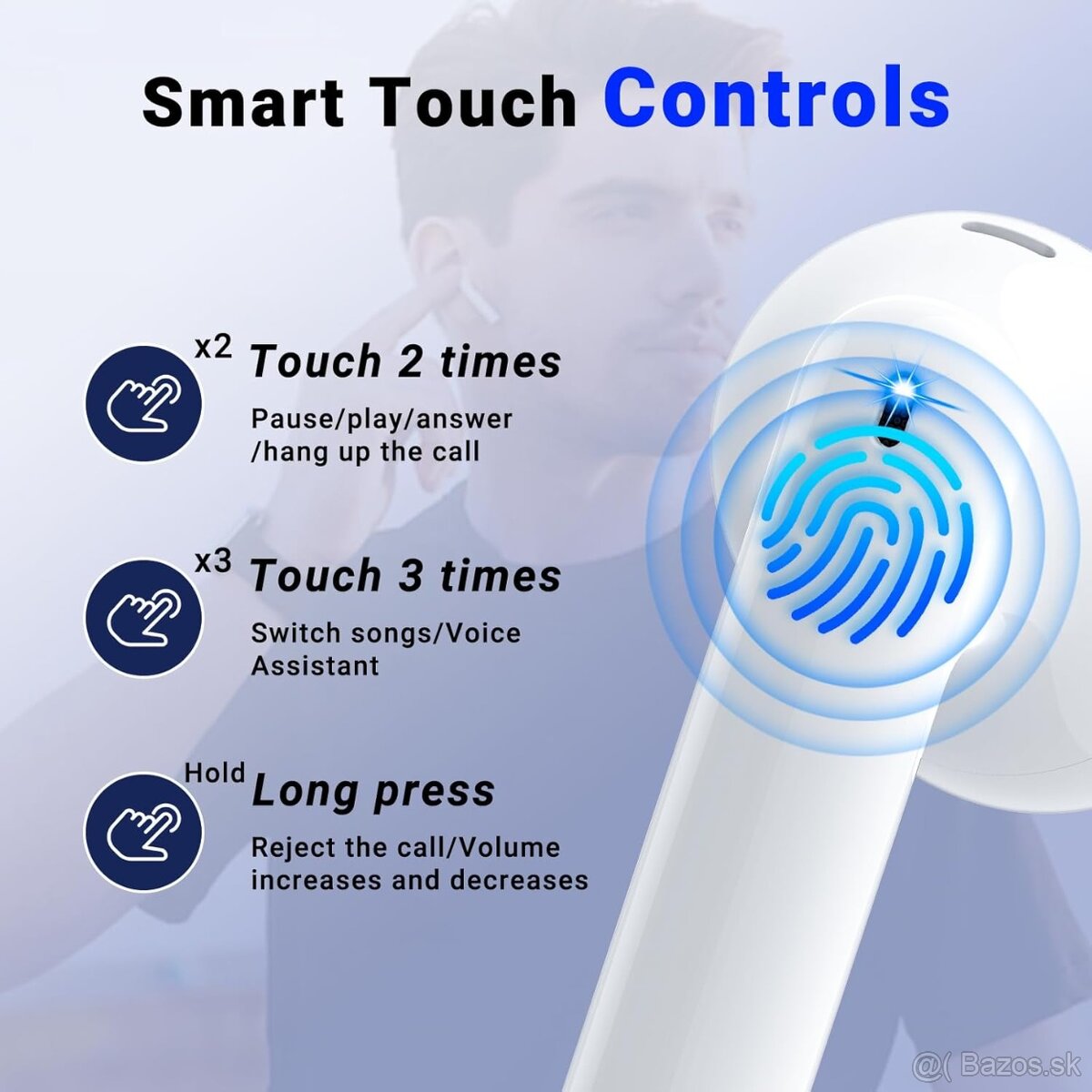 Bezdrôtové slúchadlá Godyse J90 - Bluetooth 5.3,ENC, IPX6 - 8