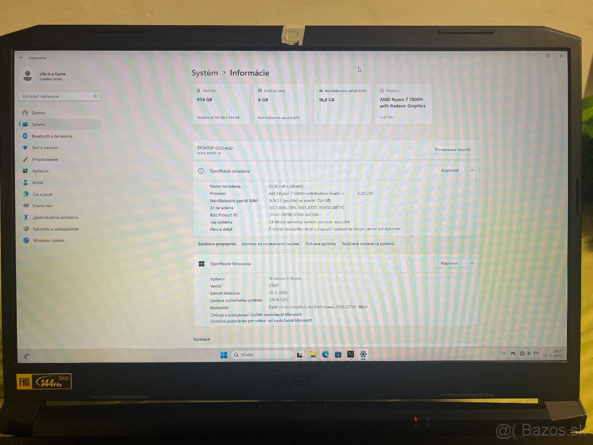 Notebook Acer Nitro 5 - 8