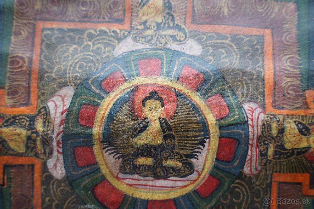 Ručne maľovaná tibetská Thangka - Mandala (Škola Gelugpa) - 8