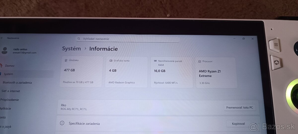 Vymenim asus rog ally z1 extreme - 8