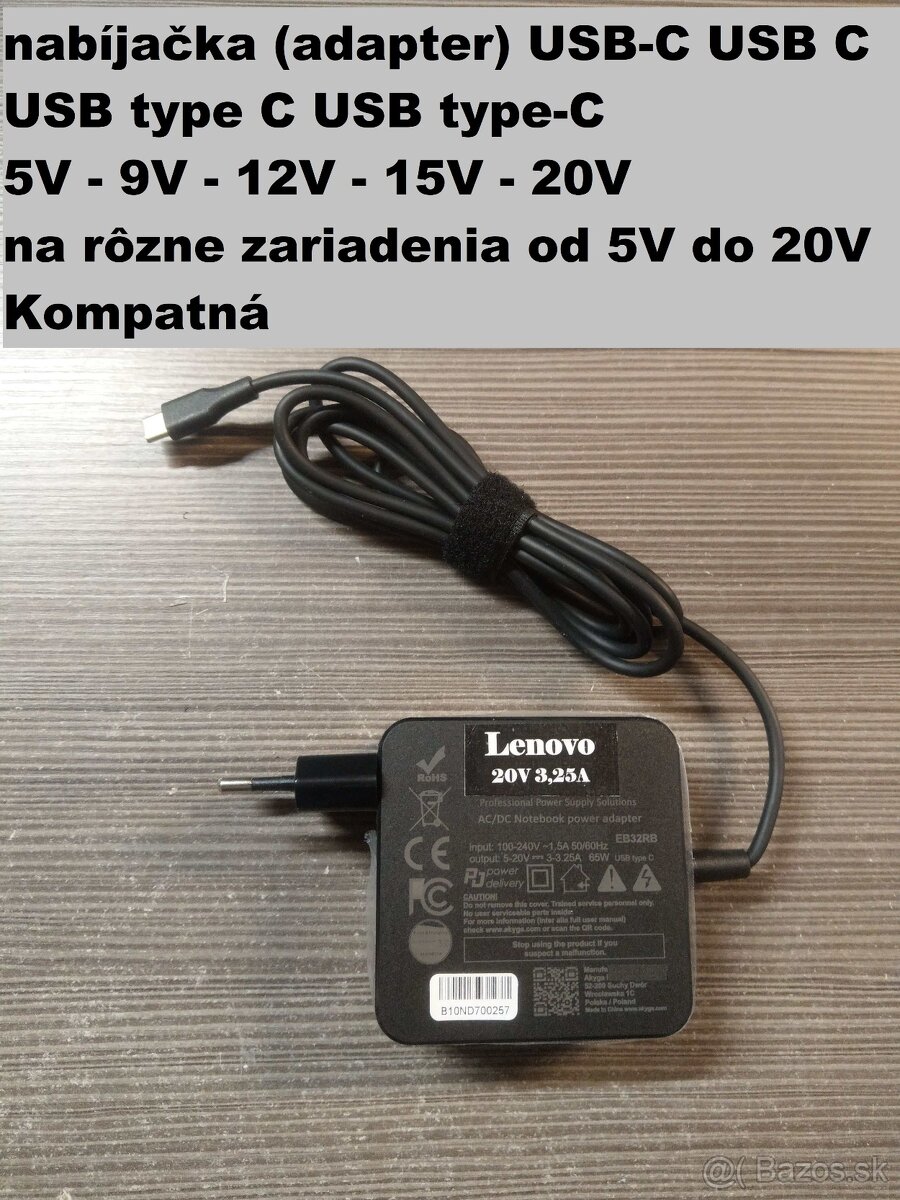 Nabíjačky: Lenovo B50, G50, Y520 hranatý / USB type-C - 8