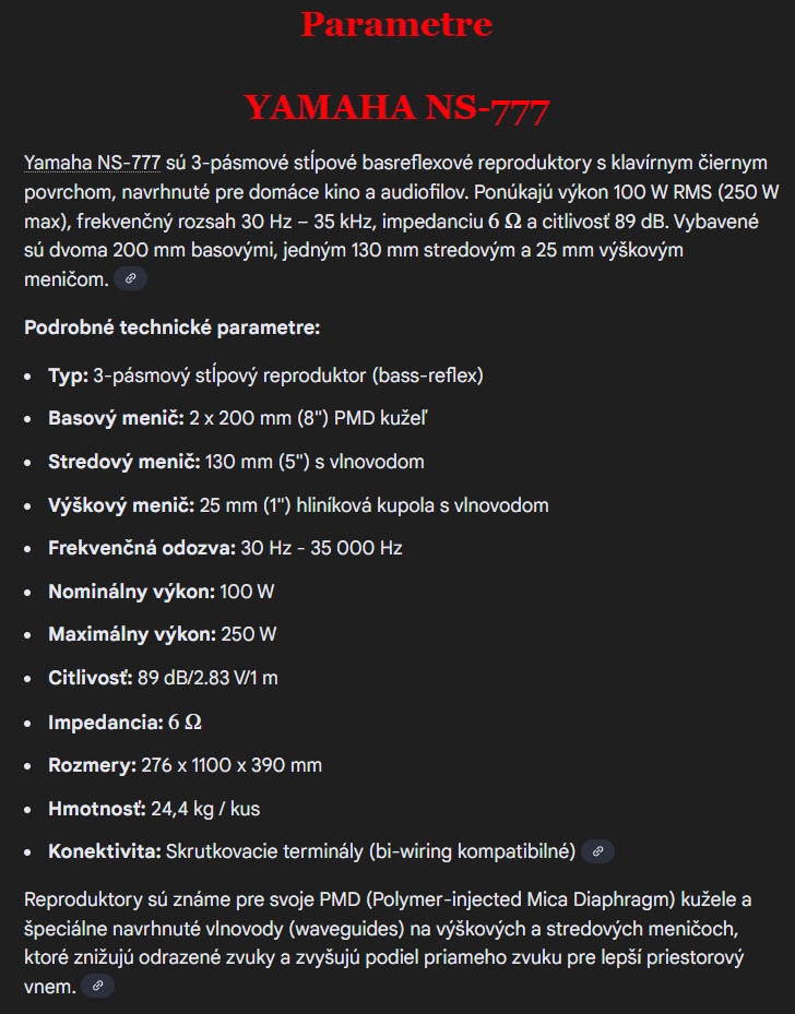 Predám YAMAHA NS 777 & RX V440RDS - 8