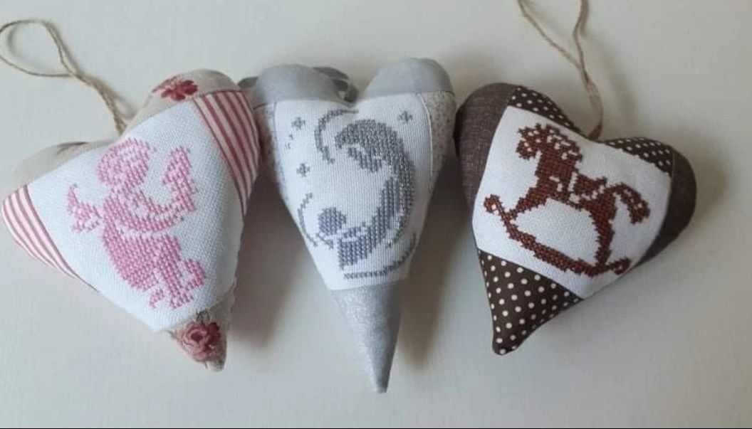 Vianočné srdiečka – ručná výroba z bavlny - 8