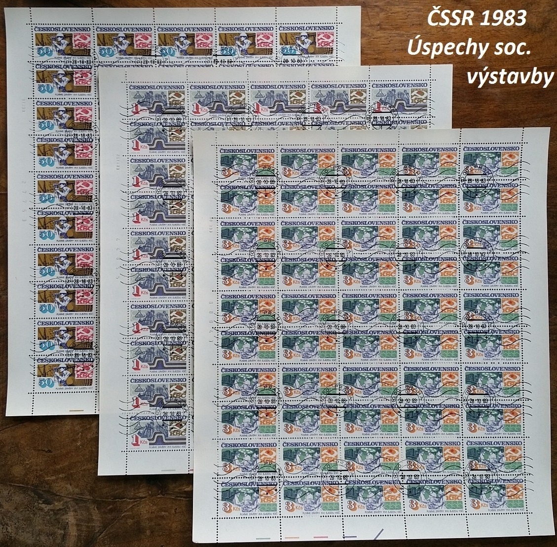 Poštové známky, filatelia: ČSSR, prepážkové archy - série - 8