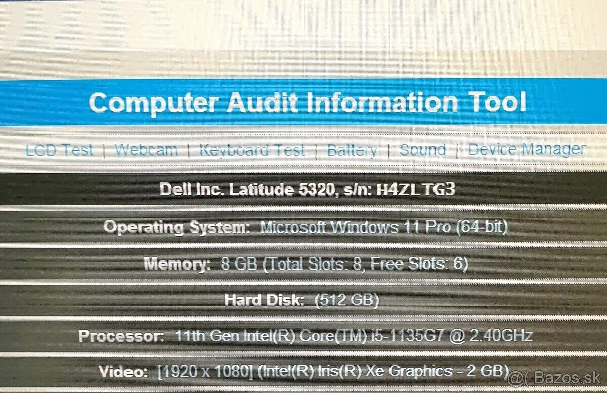 Dell Latitude 5320 i5-11 gen / 8gb / 512 gb ssd disk Win 1 - 8