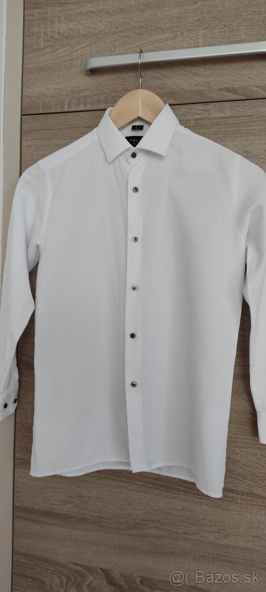 Chlapčenský oblek 146 a biela košeľa veľkosť 146 - 8