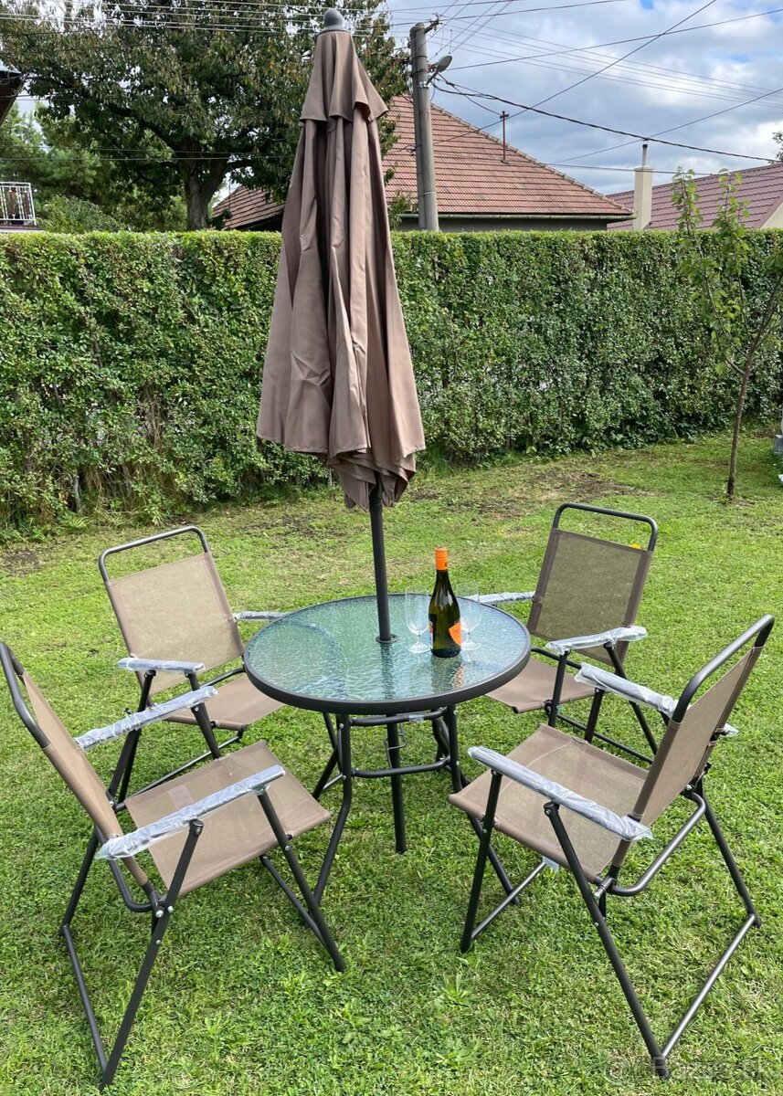 Záhradný slnečník so stoličkami - 8