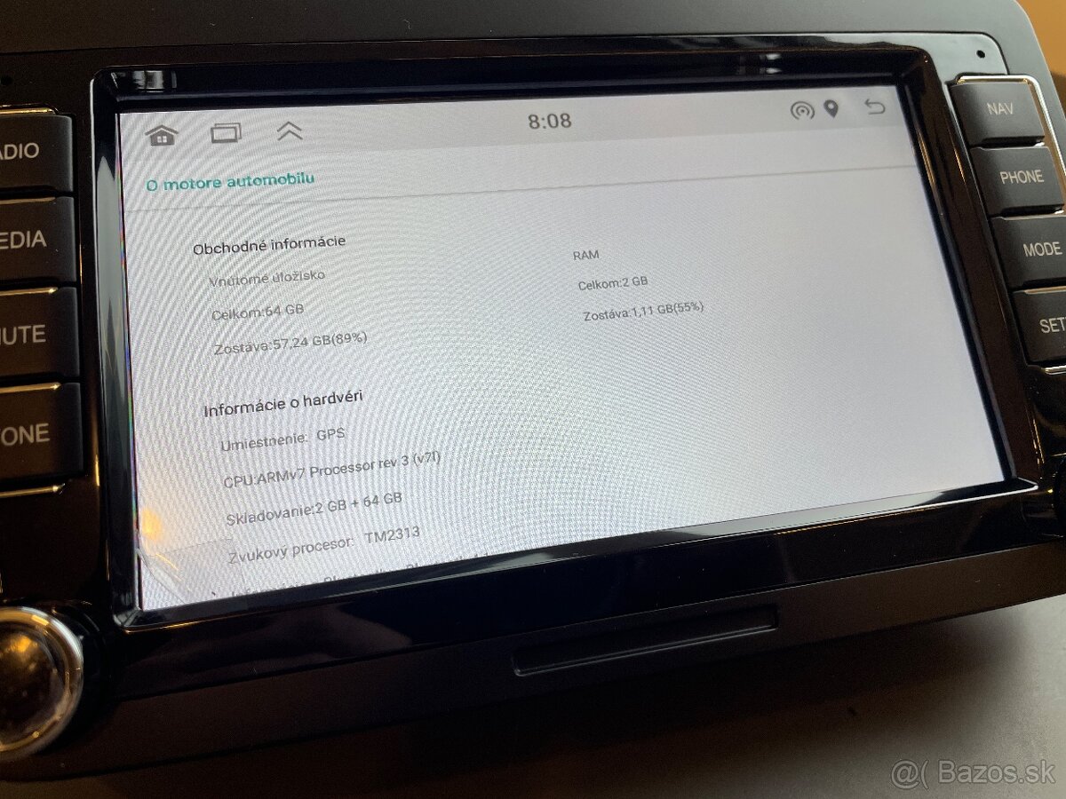 VW, SEAT, ŠKODA 7” 2DIN ANDROID autorádio, CARPLAY 2GB+64GB - 8
