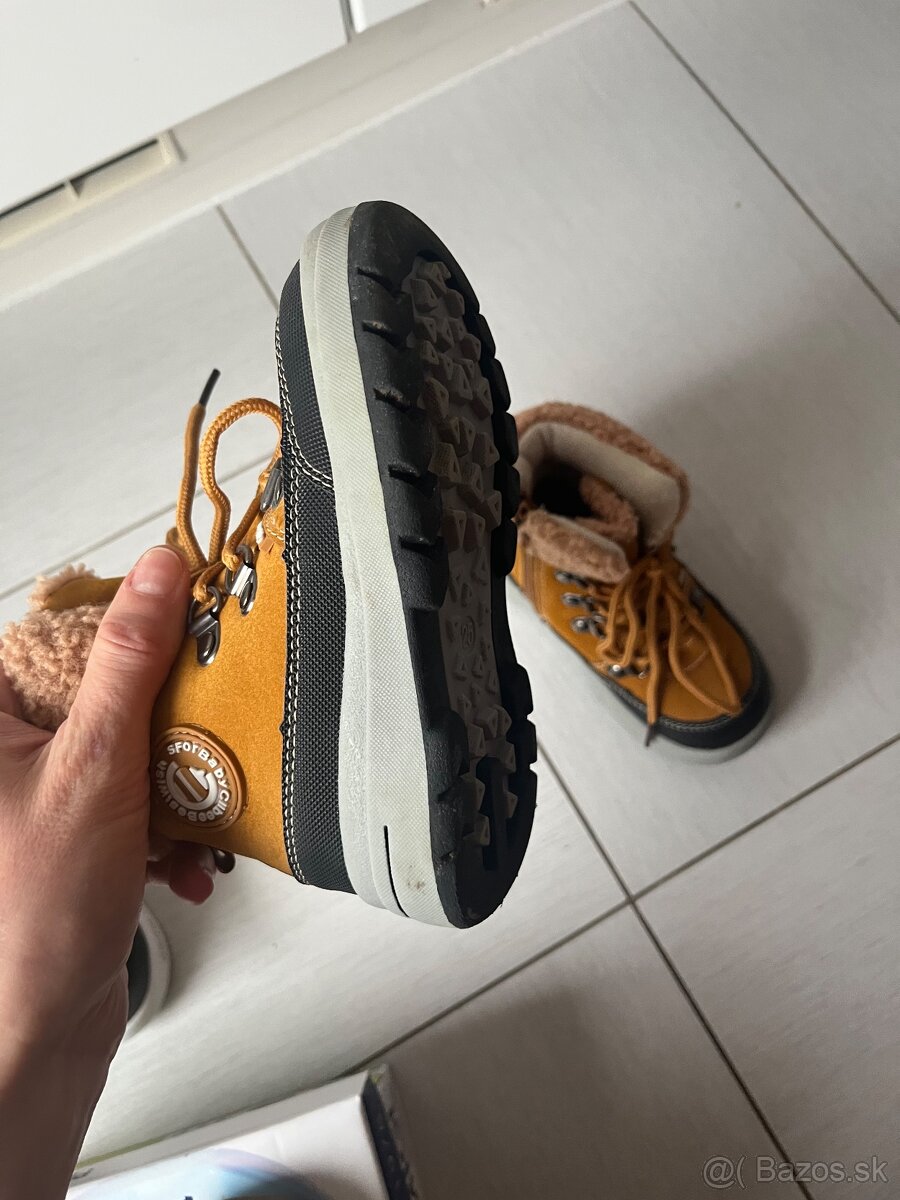 Detske teple zimne topanky 25 -na zips horcicova/hneda farba - 8