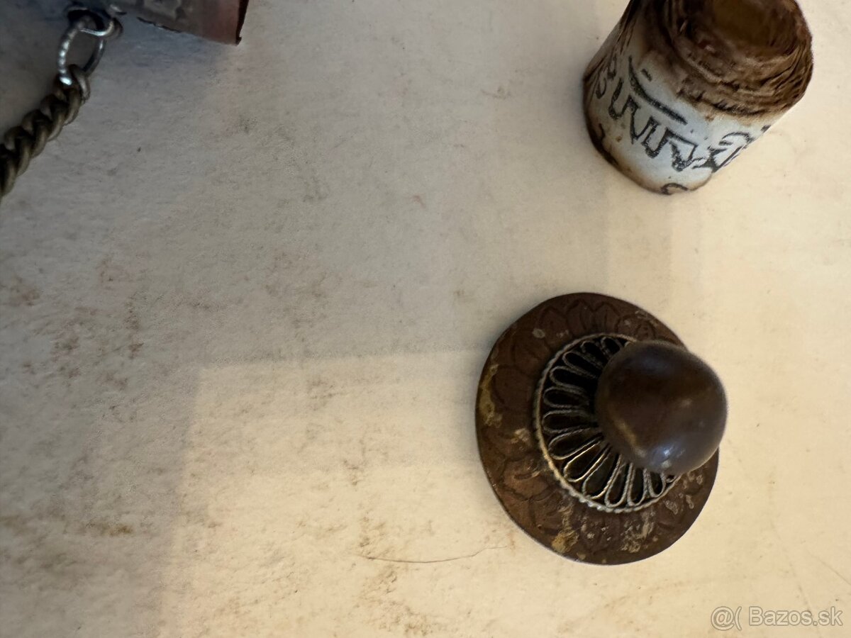 Starožitný strieborný budhistický modlitebný mlynček - 8