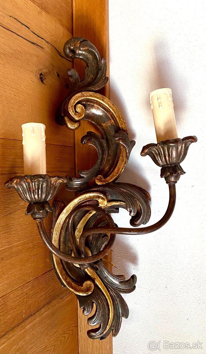 Staré krásné nástěnné dřevěné osvětlení - 8