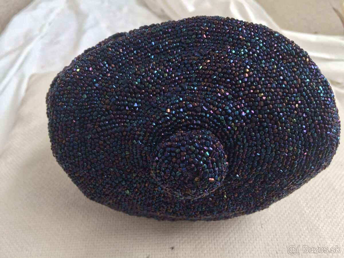 Starozitna antik vyse 100 rocna kabelka posita koralikmi - 8