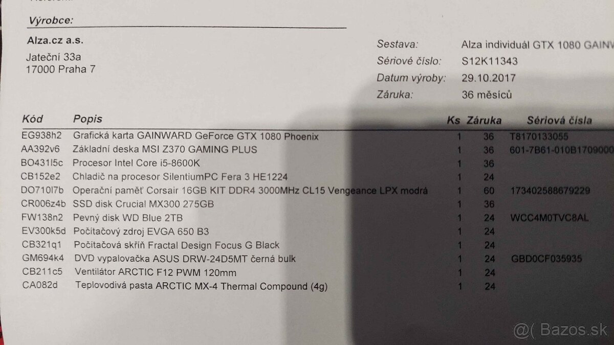 Herný počítač gtx 1080 - 8