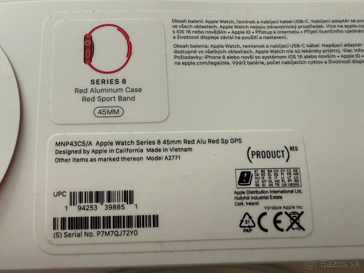 predám Apple Watch 8 45mm Product Red - 8